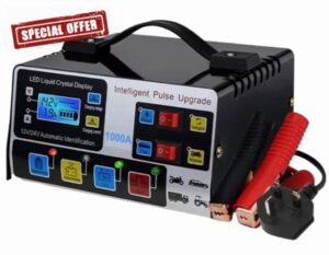 1000A Heavy-Duty Car Battery Charger with LCD Display 12V/24V Smart Pulse Repair & Trickle Charge Universal Vehicle