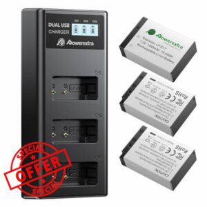 Powerextra 3-Pack LP-E17 Battery 1450mAh & 3-Slot LCD Charger for Canon EOS R50