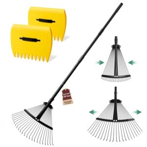 32-56cm Width Adjustable Metal Garden Lawn Rake for Leaves