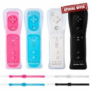DTianSir 4Pack Motion Plus Wii Remote Controllers with Silicone Case & Wrist Strap