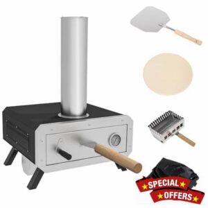 Outsunny Portable Wood Pellet Pizza Oven with 12" / 30cm Rotating Pizza Stone