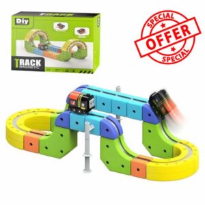 Magnetic Blocks-Magnetic Race Track Set with LED Cars