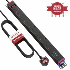 7-Way Extension Lead with Surge Protection & USB (2× USB-C PD 20W