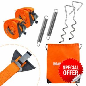 Magicbox Heavy Duty Awning Storm Straps Kit - Complete Set with Bungee Straps