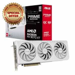ASUS Prime Radeon RX 9070 XT White OC Edition 16GB GDDR6 Gaming Graphics Card (AMD Radeon RX9070XT RDNA 4