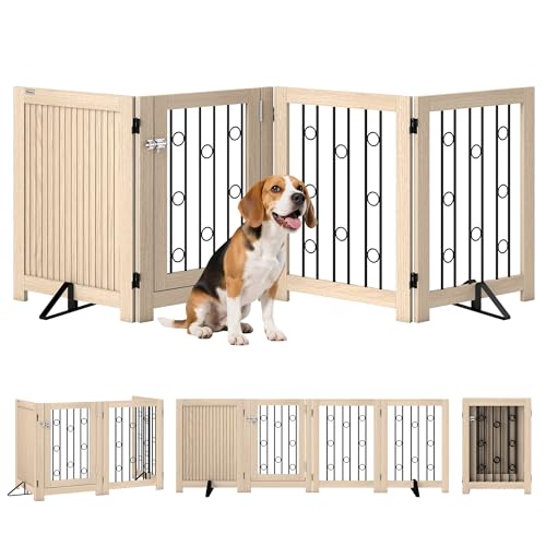 Foldable Dog Gate with Lockable Door