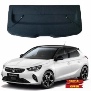 Car Parcel Shelf - Compatible with Vauxhall Corsa F 2019 Onwards Hatchback | Sturdy Boot Cover with Clips and Cord for Extra Storage | Space Saving Car Accessories | Black