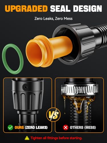 Adjustable Flow & Leak-Proof 59-Inches Hose. Suitable for Transferring Gasoline