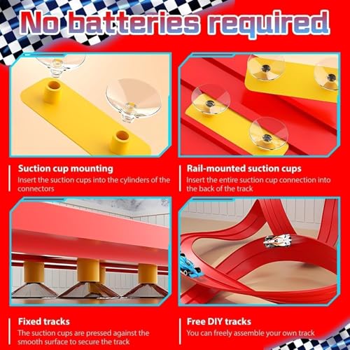 Portable Roll-Up Car Track with 1:64 Diecast Cars Birthday Christmas for Boys Girls Ages 3+ (Blue)