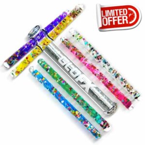GloFX Silver Holographic Liquid X Kaleidoscope Tube Toy – 6 Glitter Wand Colors – Includes Tube