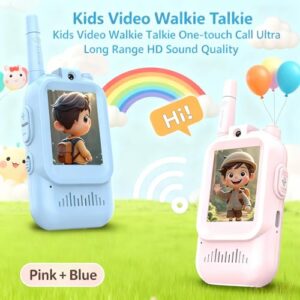 2 Pack Rechargeable Long Range Kids Walkie Talkies with HD Camera