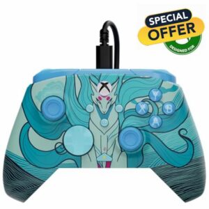 Turtle Beach Rematch Advanced Blue Kitsune Wired Gaming Controller for Xbox and PC – Powered Glow