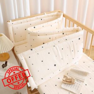 Breathable Cot Bumper and Toddler Bed Guard Set - Soft Padded Side Protectors for Baby Cot Bed
