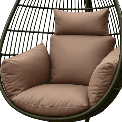 Waterproof Hanging Swing Chair Cushion with Removable Headrest & Ties