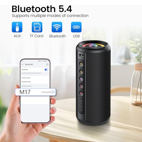 Bluetooth 5.4 Speaker Wireless with 4 RGB Lights