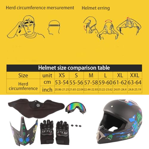 for Kids Adults ABS+EPS Shell Lightweight Impact Resistant with Goggles Gloves Face Cover 4-Piece Se