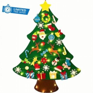 Project Montessori Kids Felt Christmas Tree(Christmas tree + 3M light)