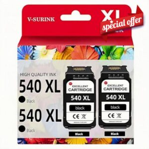 High Yield PG-540XL 540XL Black Ink Cartridges Compatible for 540 Ink Cartridges for TS5150 TS5151 TS5100 for MG3650s MG3650 MG3600 MG3500 MG4250 MX475 Printer (2 Black)