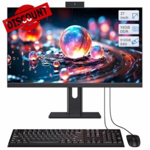 All-in-One Desktop Computer 27inch Desktop Computer Quad-Core N95(Up to 3.4Ghz)512GB SSD 16GB RAM With Webcam