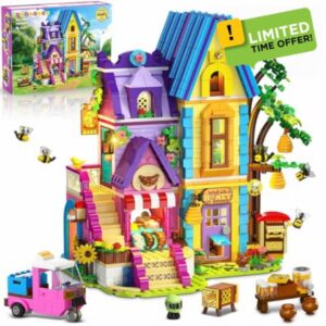 HOGOKIDS Beeeeping & Bakery House Building Toy with LED Light - 1084PCS Friends Girls Baking Building Set with Honey Workshop