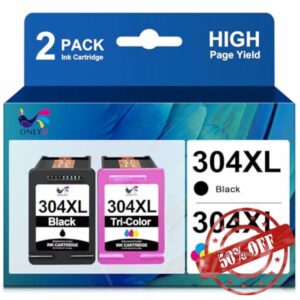 ONLYU 304XL Ink Cartridges Replacement for HP 304 Ink Cartridges 304 XL Combo Pack for HP Envy 5020 5032 5010 5030 5000 DeskJet 3760 2600 2620 2632 2630 3762 2622 2622 (1 Black