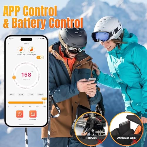 APP Control 4 Temperature Thermal Socks Washable Rechargeable Winter Warm Socks for Camping