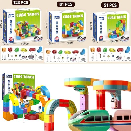 123PCS Magic Rail Cube Train Set