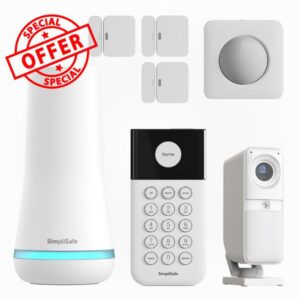 SimpliSafe Wireless Home Security Systems | 7 Piece Smart Home Alarm Systems with HD Indoor Security Camera | Mobile App & Works with Alexa | Professional Monitoring Available | Easy DIY Install