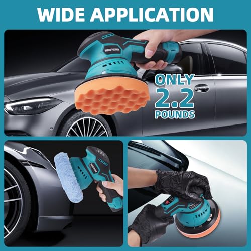 8 Variable Speed Car Polishers and Buffers Kit with 2 Batteries