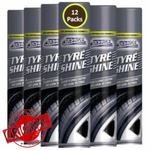 Car Pride Tyre Shine 300ml Spray for All Vehicles Pack of 12 Long Lasting Wet Look Finish for Tyres Restores Deep Black Shine