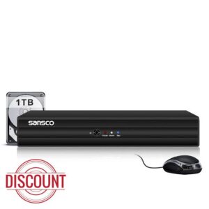 SANSCO 4 Channel 5MP Lite HD DVR Recorder with 1TB Hard Drive for CCTV Security Camera System