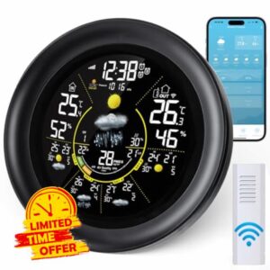 WiFi Weather Stations with Outdoor Sensor Wireless UK Temperature Humidity Monitor with Air Pressure