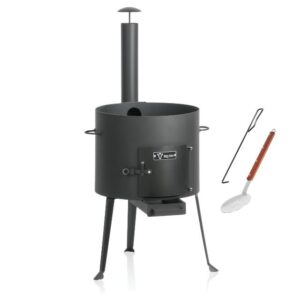BBQ-Toro Kazan Oven Diameter 39.5 cm | Goulash Kettle with Slotted Spoon and Poker | Outdoor Fire Kettle