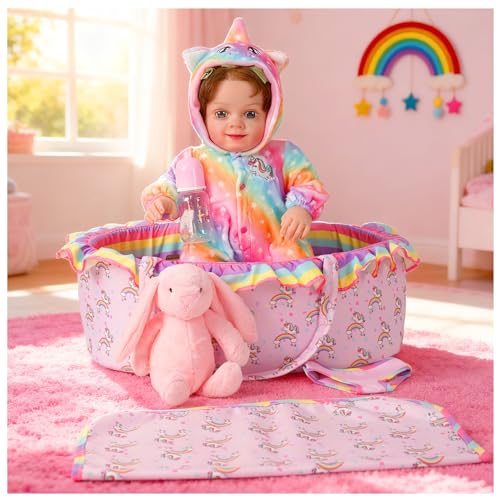 Rainbow Unicorn Reborn Baby Doll Accessories Outfit Set for 17-22 inch Newborn Babies