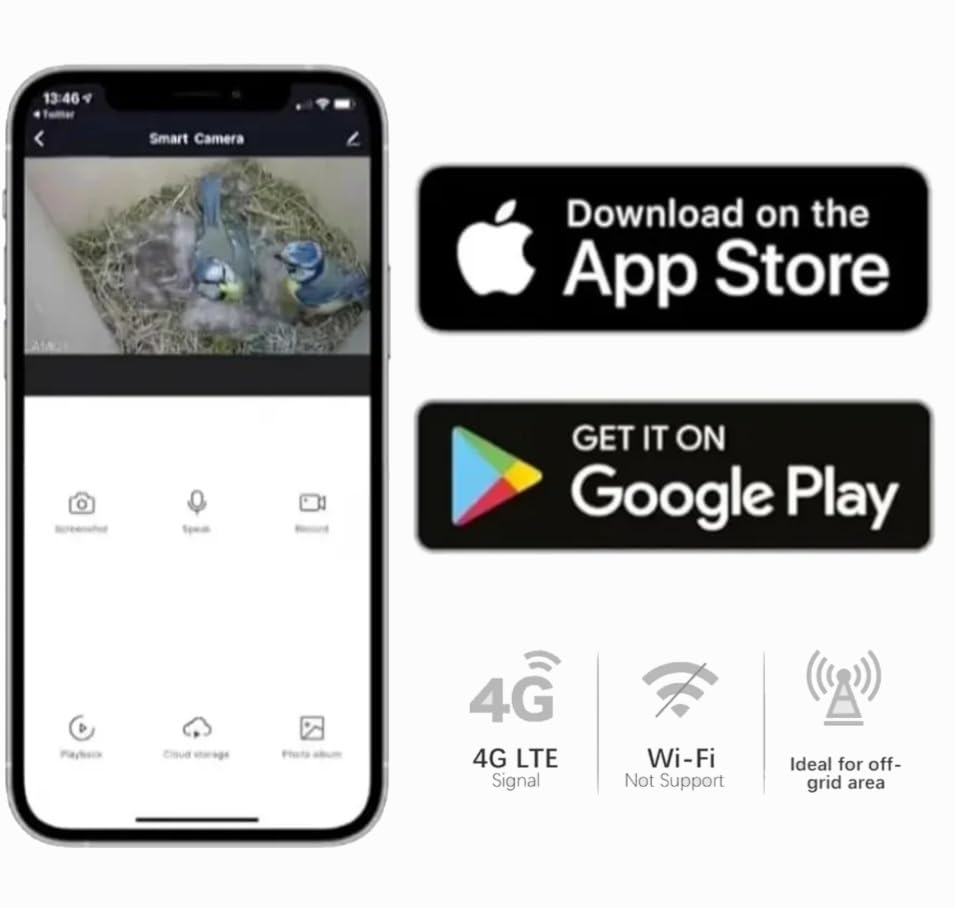 Motion Alerts & App Control – Works Anywhere Without WiFi – Ideal for Garden Nest Boxes & Bird Watching