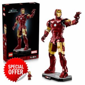 LEGO | Marvel Iron Man Mark 3 Collectors' Edition Figure - Avengers Display Model Kit for Adults - incl. a Minifigure & Arc Reactor - Collectible Gift for Fans - 76344
