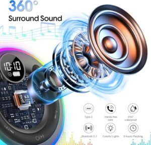 2025 Portable Bluetooth Speaker 5.3 with Time Display