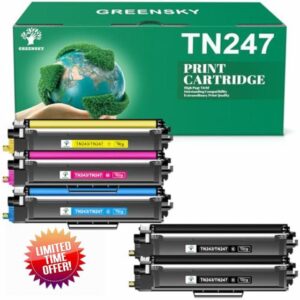 TN-243CMYK Toner Value Pack Compatible for Brother DCP-l3550CDW Toner Cartridges TN243 TN247 TN243CMYK for Brother HL-L3230CDW Toner MFC-l3750CDW HL-L3210CW MFC-L3710CW MFC-L3770CDW (5 Pack)