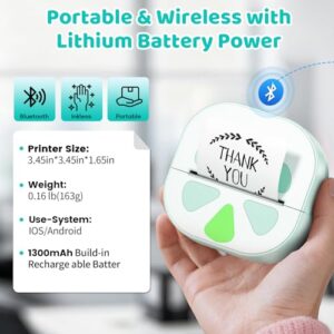 Wireless Mini Label Printer Machine with 3 Rolls Paper for Study Notes
