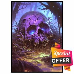 KABINKA MTG Card Sleeves - 100 Standard Size Pack Clear Front & Matte Finish Back with Skull