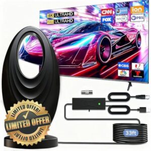 Indoor TV Aerial 560+ Miles Range - Magnetic Base TV Ariels Indoor/Outdoor