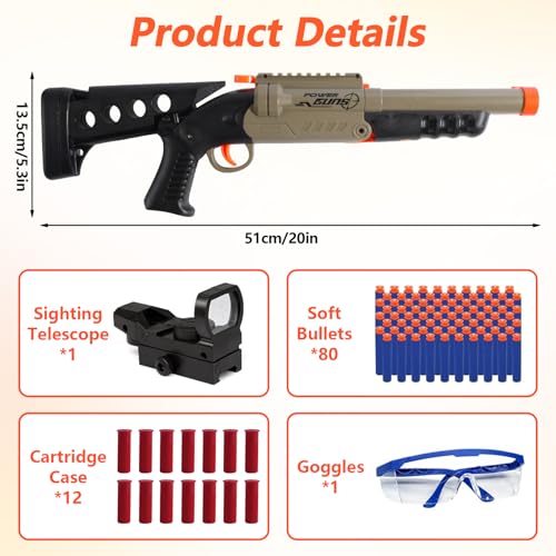Soft Bullet Toy Realistic Foam Blaster with 80 Soft Bullets