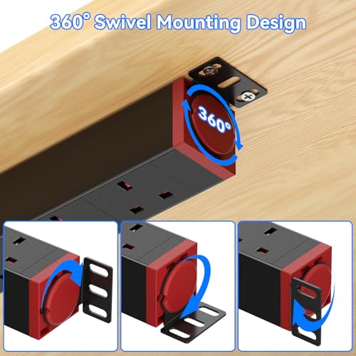 Wall Mountable PDU Power Strip with 360° Rotating Sockets