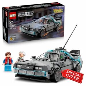 LEGO Speed Champions Time Machine from Back to the Future Toy - Car Model Kit w/Doc Brown & Marty McFly Minifigures - Gift for 9+ Year Old Boys