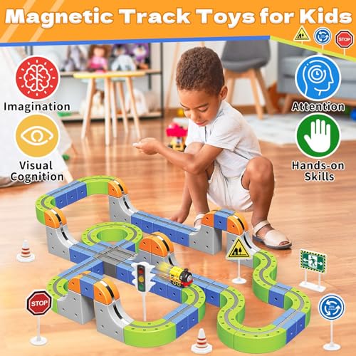 DIY Magnetic Track Car Toys with Electric Train