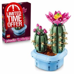 LEGO Botanicals Flowering Cactus - Artificial Potted Plant Set w/ 2 Cacti & Faux Flowers - DIY Bedroom Decor - Birthday Gift for 9+ Year Old Girls & Adult Plant Lovers - 11509