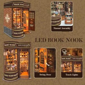 Wooden 3D Puzzles with Led Light Bookend Bookshelf Decor for Adults Teens