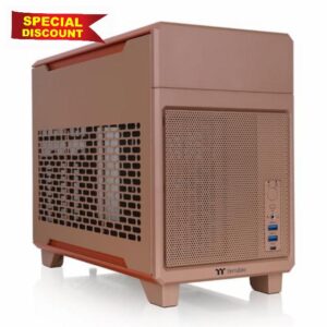 Thermaltake TR100 SFF Chassis; mITX Support; 18.9 Liters; PCIe 4.0 Riser Cable Included; 360mm GPU Clearance; 280mm Radiator Support; Removable PCIe Bracket; Gravel Sand; CA-11A-00SGNN-