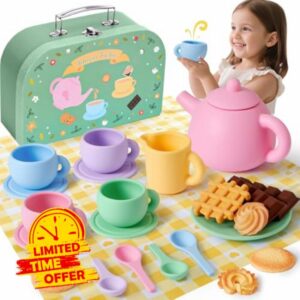 G.C Silicone Tea Set for Toddlers Kitchen Accessories with Teapot