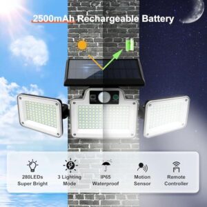 3 Adjustable Heads Solar Lights Outdoor Garden Motion Sensor